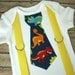 Dinosaur Tie with Yellow Suspenders Toddler Shirt