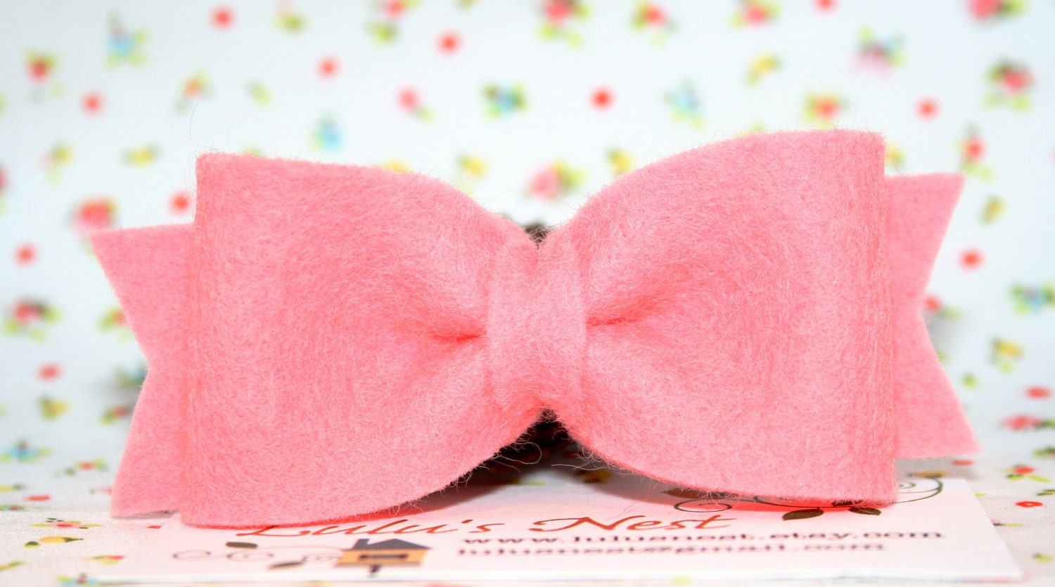 Pretty in Pink Bow Wool Felt Hair Clip