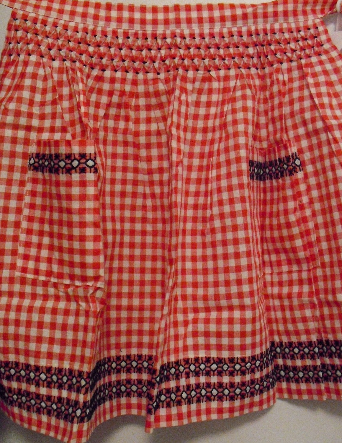 Vintage 50's Red & White Gingham Apron