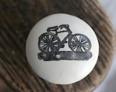 Handstamped Bicycle On the Road Knob
