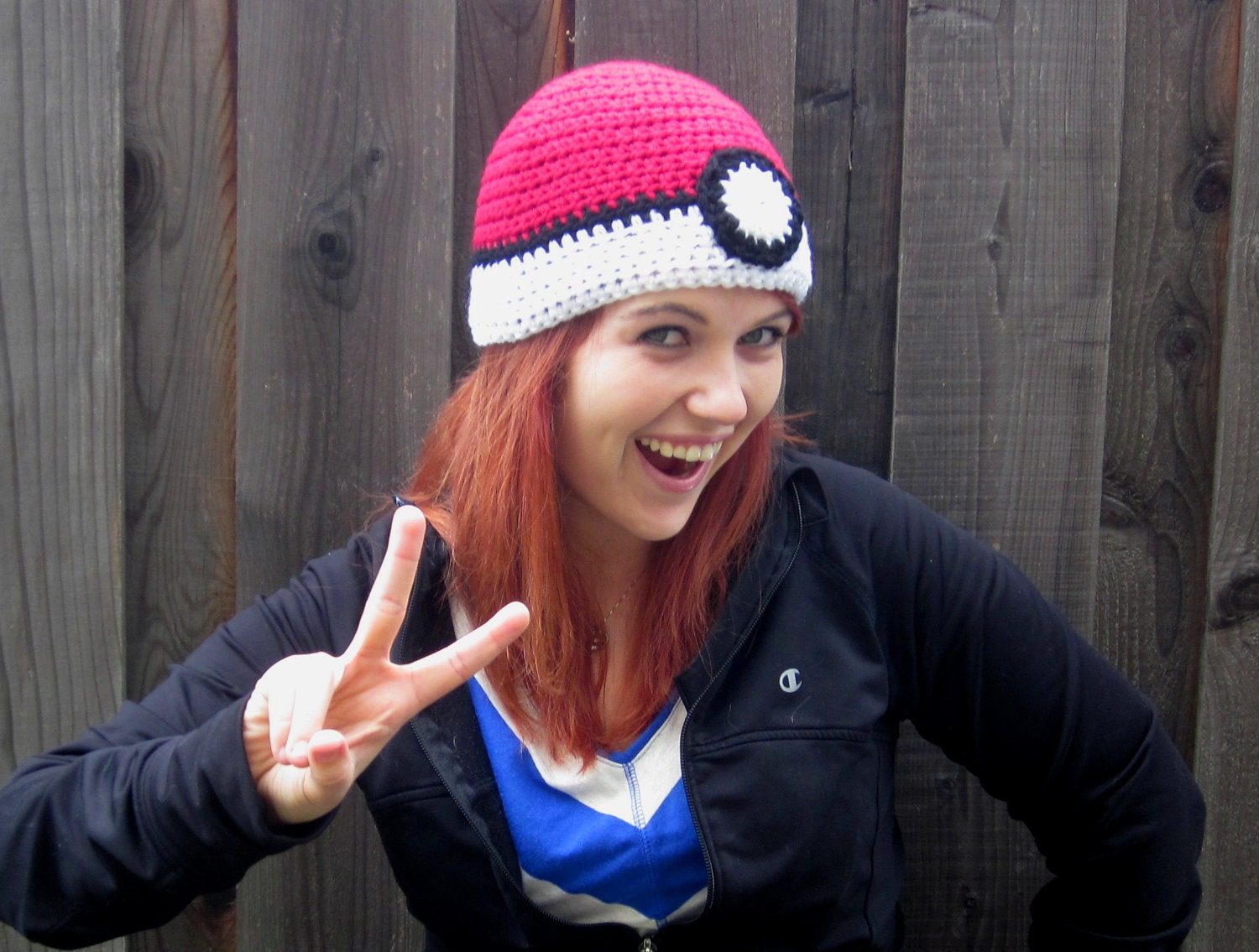Pokemon Pokeball-inspired Hat (crochet beanie hat, geekery)