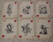 Alice in Wonderland Playing Cards - ephemera, vintage style, shabby chic style, red queen, heart, white rabbit, mad hatter, cheshire cat