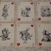 Alice in Wonderland Playing Cards - ephemera, vintage style, shabby chic style, red queen, heart, white rabbit, mad hatter, cheshire cat