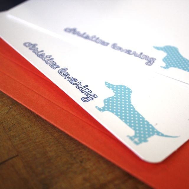 Personalized Polka dot Dachshund in Blue Flat Notes - Set of 8