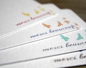 Birds in Flight Merci Beaucoup Thank You Flat Notes - Set of 8