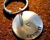 Personalized Hand Stamped Sterling SIlver Heart Keychain