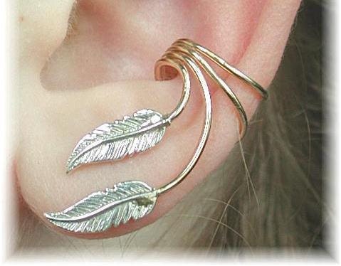 Ear Cuff - Graceful Feathers -  Sterling Silver and Gold Filled - SINGLE SIDE