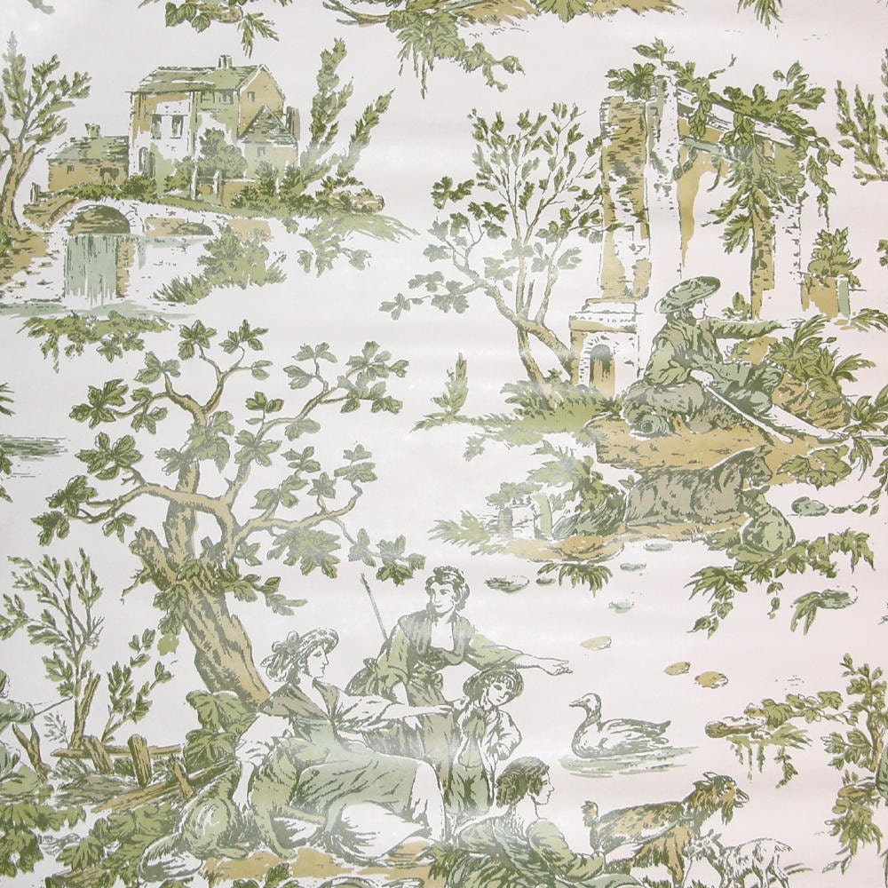 Green Toile Wallpaper