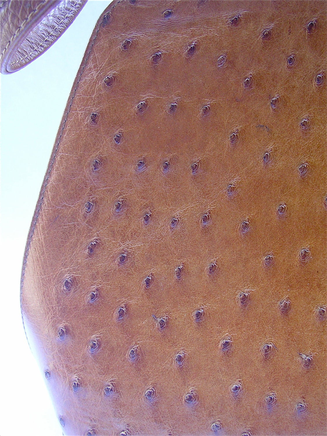 Vintage Ostrich Handbag Retro Tan Handbag Genuine Ostrich Kelly Handbag Structured Handbag Hard Side Purse Vintage Burnt Orange Leather Bag