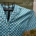 The Abbey Dress - Vintage Polka Dot Dress in Light Blue with White Lace Detailing