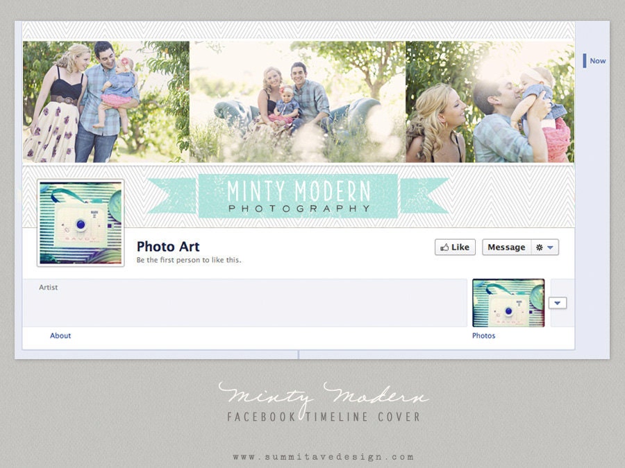 Facebook Timeline Cover design - Minty Modern by Summit Avenue - Instant Download
