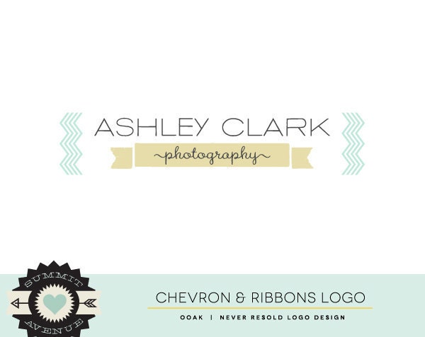 Custom PreDesigned OOAK chevron & ribbon Logo for Boutique or Photography by summit avenue