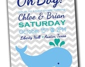 Baby Boy Shower Invitation - Blue Whale - Printable
