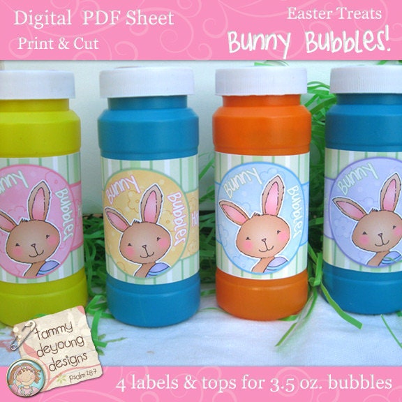 Easter Party Favors printable Bunny Bubble wrappers for children