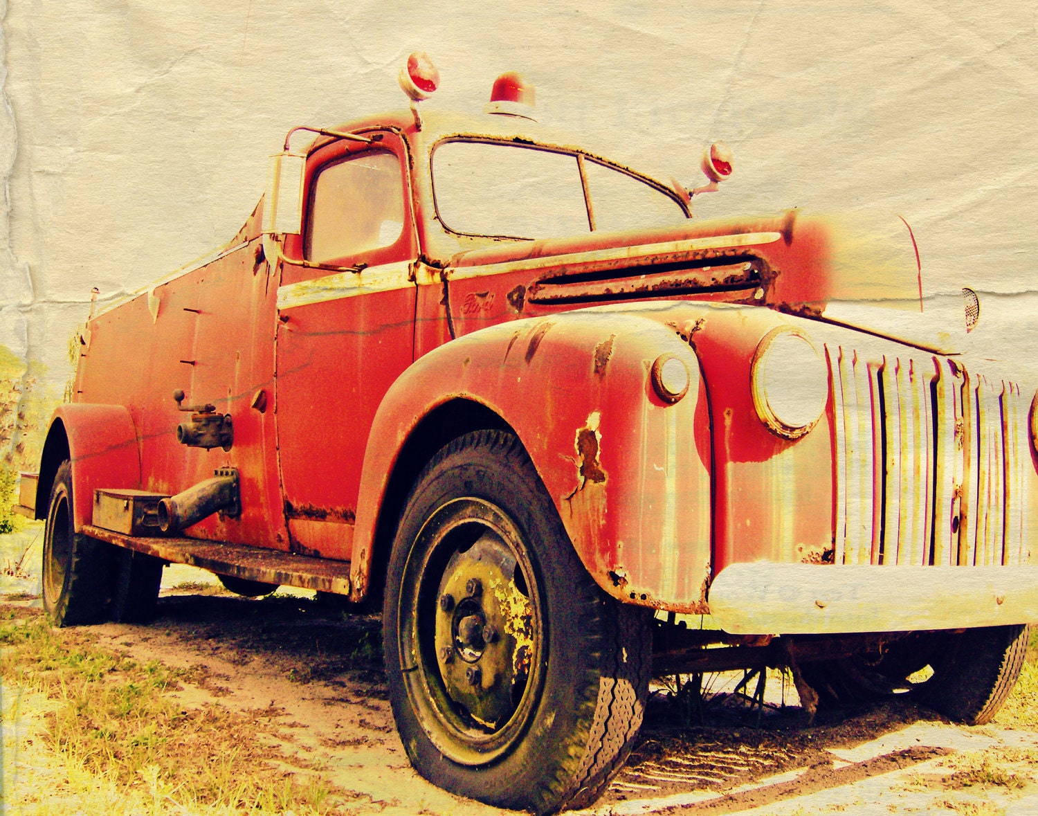 Heroes Never Die Vintage Fire Truck Photography ART 11x14 Print