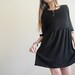 Short Winter Knit Dress Dark Charcoal Round Neck Half Long Sleeve Loosy Dress