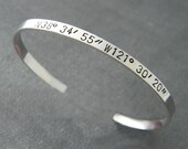 Hand Stamped Silver Cuff Bangle Bracelet - Personalized