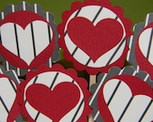 LOVE YOUR CUPCAKES - Valentine's Day Couture Pinstripe Cake Toppers - set of 12 - customizable for gift tags