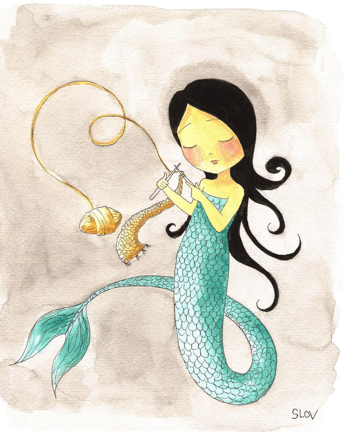 Learning to Knit - 8"x10" print