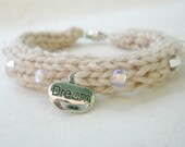 Natural Organic Bracelet, Boho Style, Glass Beads and Dream Charm