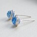 blue earrings, stud crackled glass bead wire wrapped