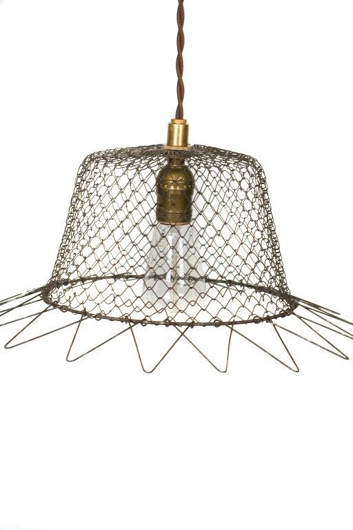 Vintage Industrial Wire Cage Farmhouse Pendant