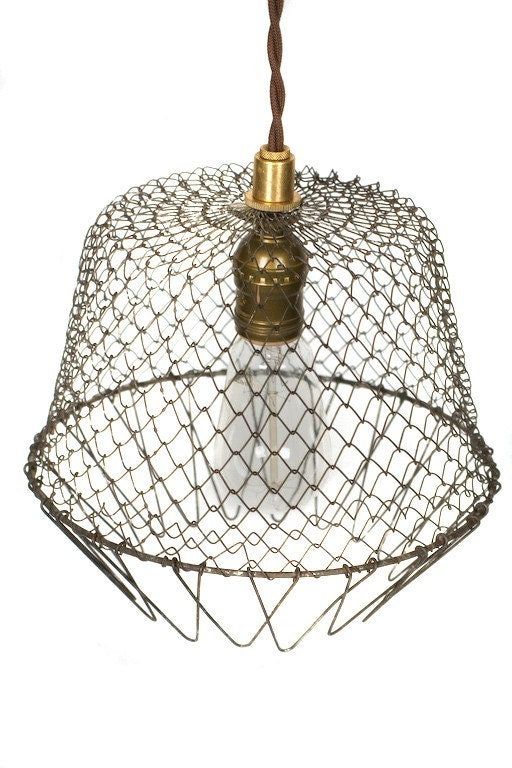 Vintage Industrial Wire Cage Farmhouse Pendant