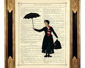Mary Poppins - Vintage Victorian Book Page Art Print Steampunk