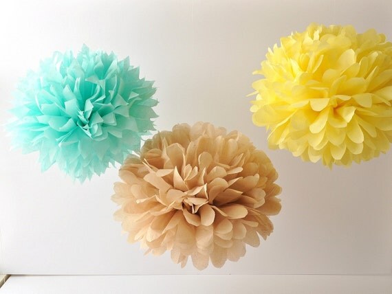 3 Piece Tissue Pom Pom Kit - Sun, Sand, Sea Il_570xn
