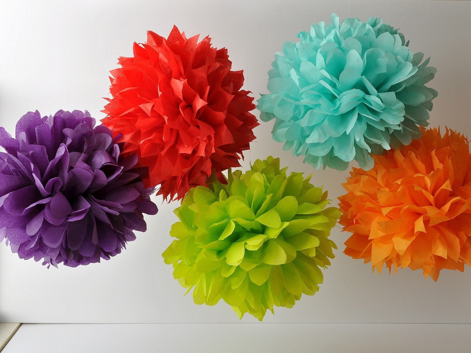 Paper Pom Poms - Set of 5 - Pick Your Colors