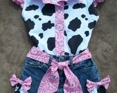 RSRVD for Chanmel. Beautiful PINK  BANDANA upcycled cowgirl  shorts outfit with custom made matching blouse. order your size