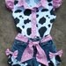 RSRVD for Lorratta m. Beautiful PINK  BANDANA upcycled cowgirl  shorts outfit with custom made matching blouse. order your size