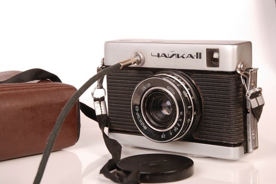 Vintage CHAIKA II 2 Half-Frame Soviet Lomo Camera with Industar 69 USSR in Case