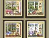 The Four Seasons Set  10x10 inch Watercolor Prints by JZLcreates