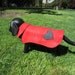 Reversible Grey Flannel Houndstooth & Red Fleece Large Dog Coat  - Free Shipping in the USA