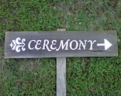 Hand Painted Wedding Signs on a stake. Country Wedding. Damask Organic Wedding Decorations. Road Signs. Arrow Wood Sign
