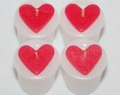 Set of 4 White and Pink Votive Heart Candle
