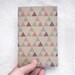 Eco Friendly Mini Notebook with Pencil, Brown Sketchbook - Geometric Patterns, Purple, Green, Pink Triangles