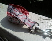 Baseballs on Red - Dog Leash 1"