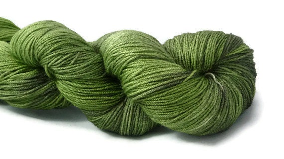 Merino Silk Knitting Wool 4 ply fingering hand dyed - "Evergreen" - UK Seller