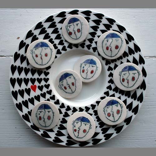 Handmade ceramic buttons - Pierrot
