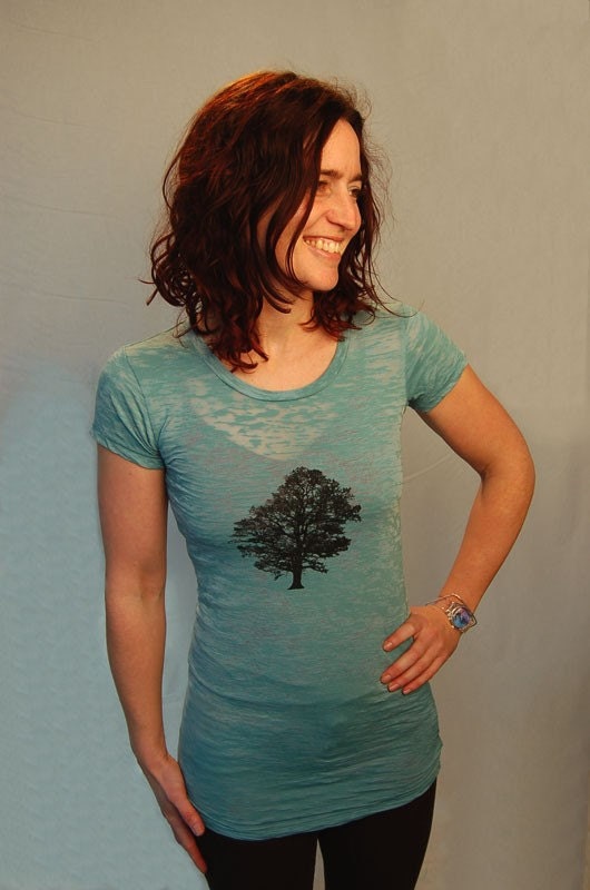 sittin under the Oak Tree Tshirt, Yoga Top, Burnout Shirt, Tunic, S,M,L,XL