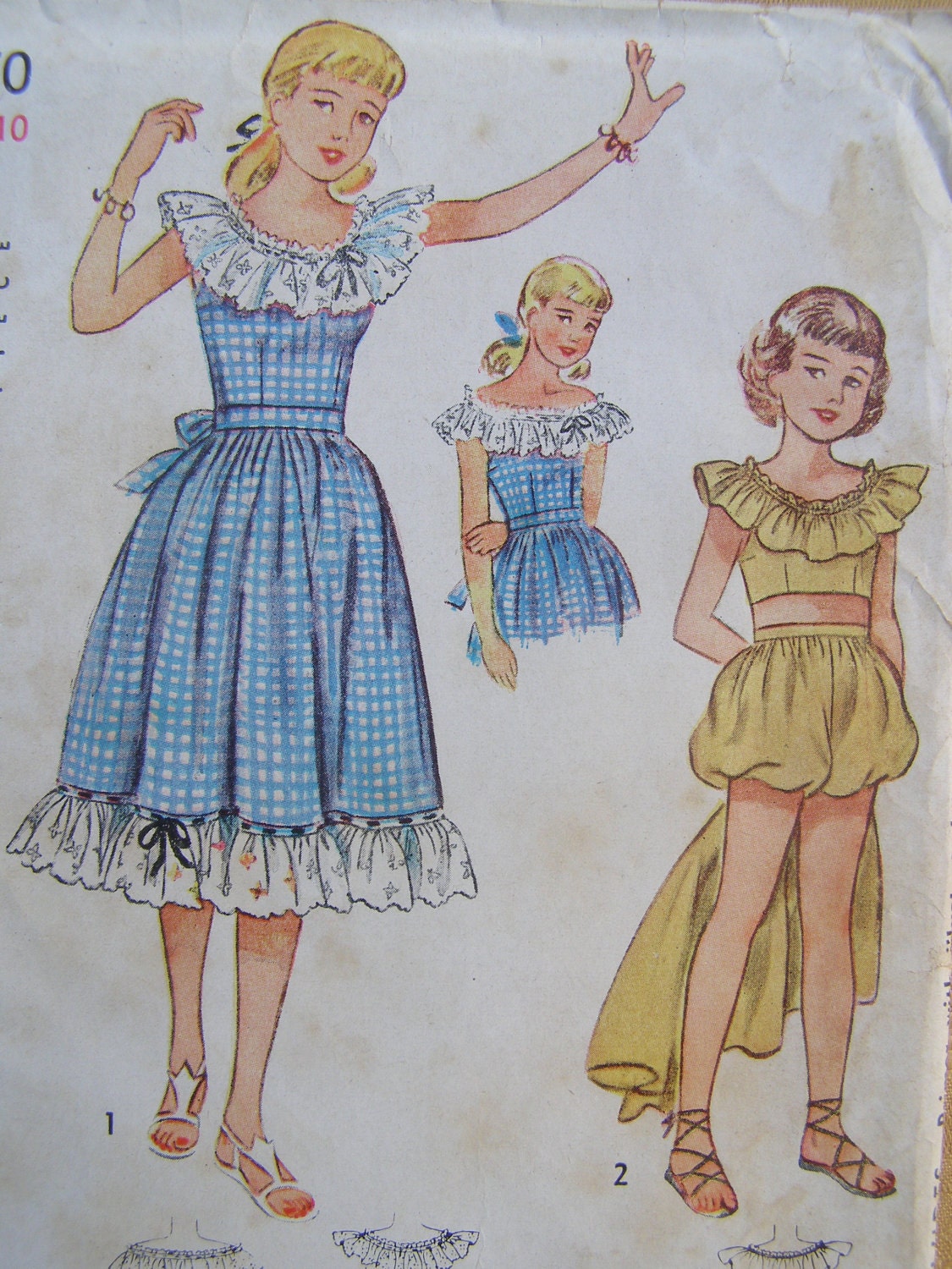 Country Cutie,1948 Simplicity 2450 Dress & Playsuit Sewing Pattern, Size 10, Uncut