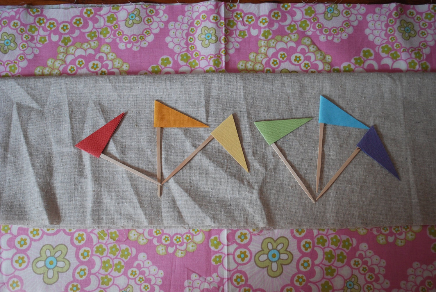 Rainbow Cupcake Toppers, Rainbow Pennant Cupcake Toppers Il_570xn