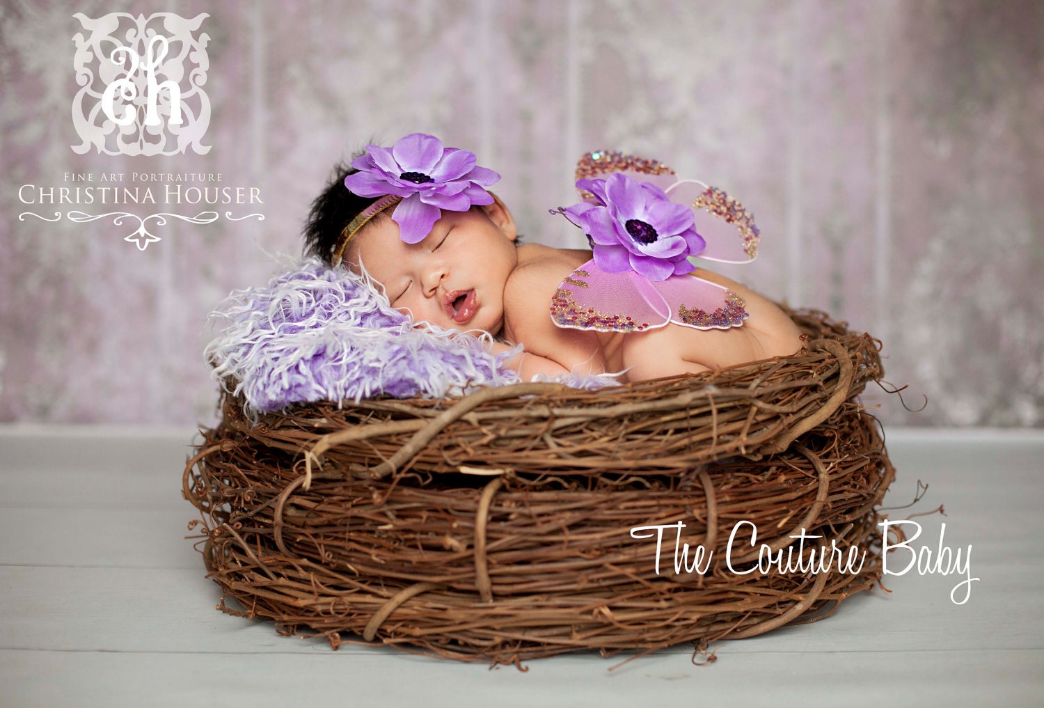 AMETHYST DREAMS Lavender Purple Sequin Vintage Butterfly Wings and Headband Beautiful Photo Prop First Christmas Photos