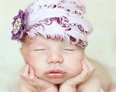 PinkBerry Pink Purple Flower Shabby Chic Feather Pad Accent with soft flower and Rhinestones Headband Photography Prop