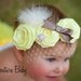 Sunny Yellow Luxe Shabby Chic Elegant Rosette Trio Flower Rhinestone Vintage Headband