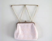 Vintage Wallet Purse- White and Gold- wedding clutch