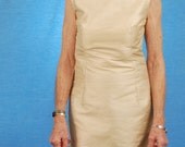 Classic Shift Dress Bateau Neckline in Cream Silk by MaryGwyneth Fine Wearable Art Made To Order