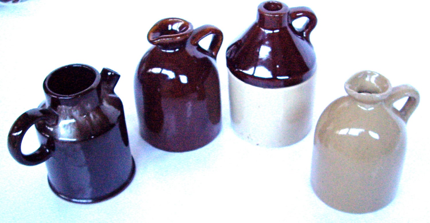 Vintage Pottery Jugs  farmhouse folk kitsch